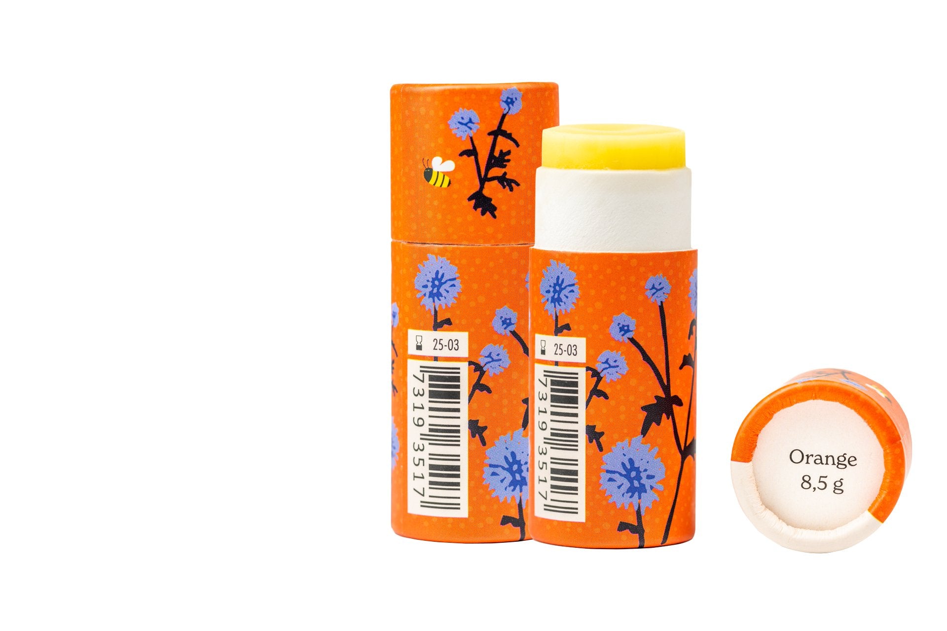 Lip balm - Orange - in paper packaging - homesewn