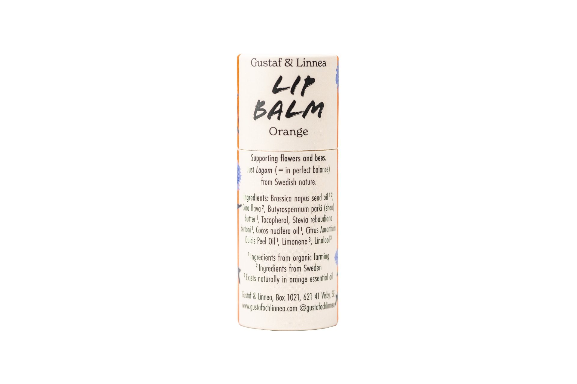 Lip balm - Orange - in paper packaging - homesewn