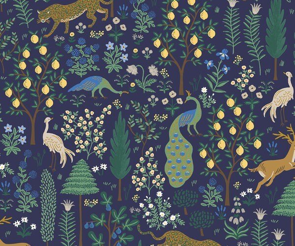 Menagerie - Navy Metallic - Rifle Paper Co. Camont - homesewn