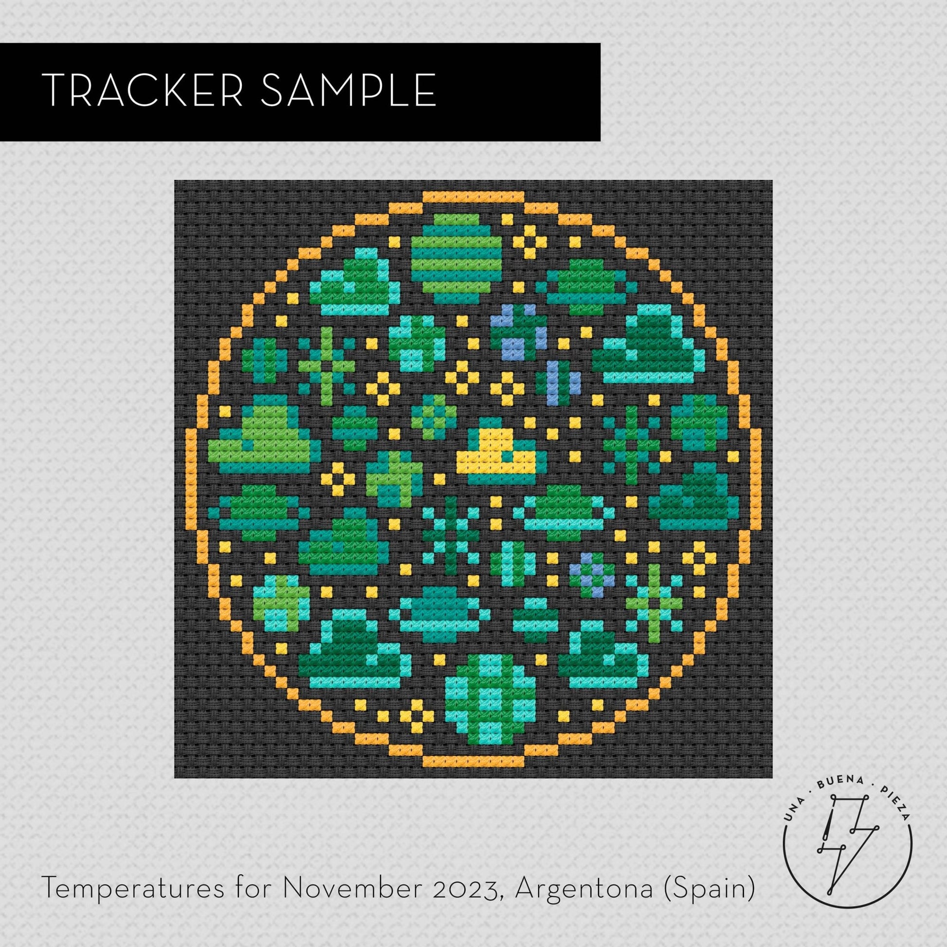 Modern Celestial Temperature Tracker Pattern - Cross Stitch Printed Pattern - homesewn