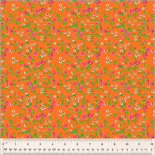 Mousy Floral - Tangerine - By Hand - Heather Ross - homesewn