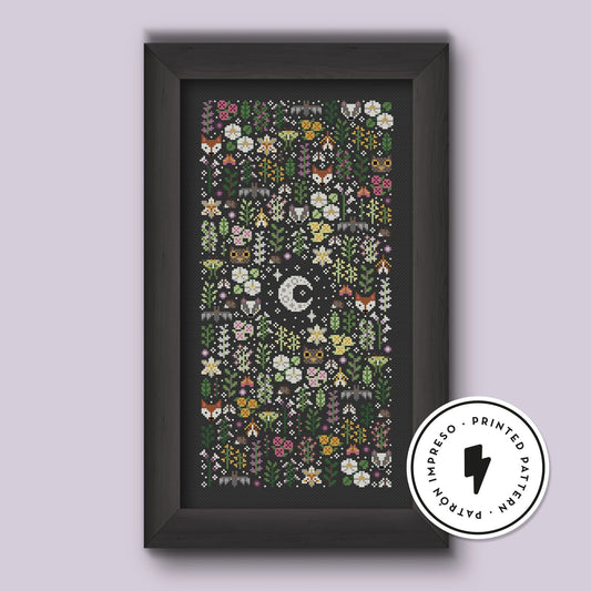 Night Garden - Cross Stitch Printed Pattern - homesewn