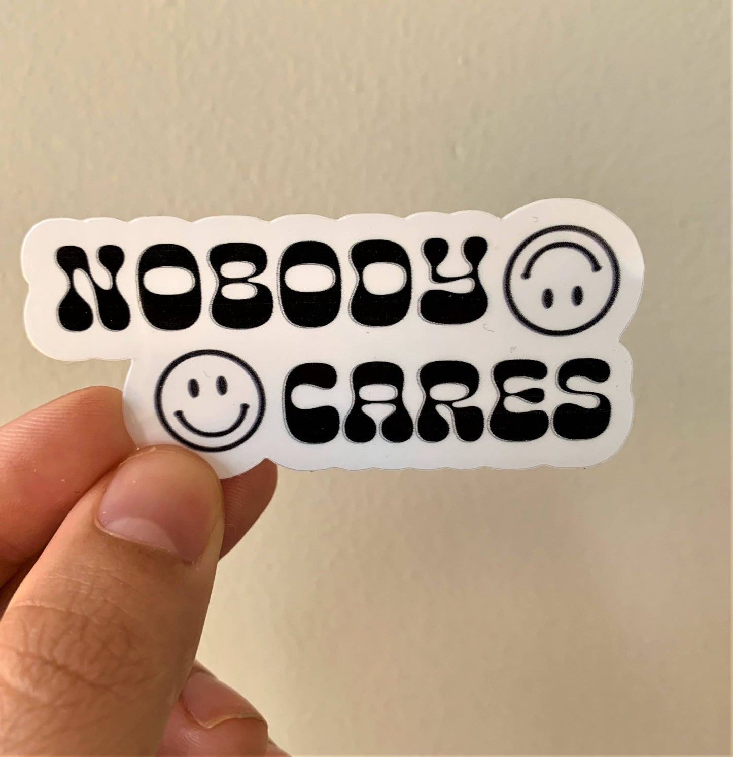 Nobody Cares Retro 70s Vinyl Waterproof Sticker - homesewn