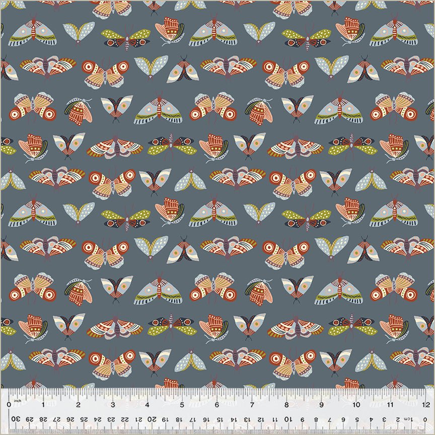 ORGANIC Moonlit Moths - Slate - Under the Canopy - homesewn