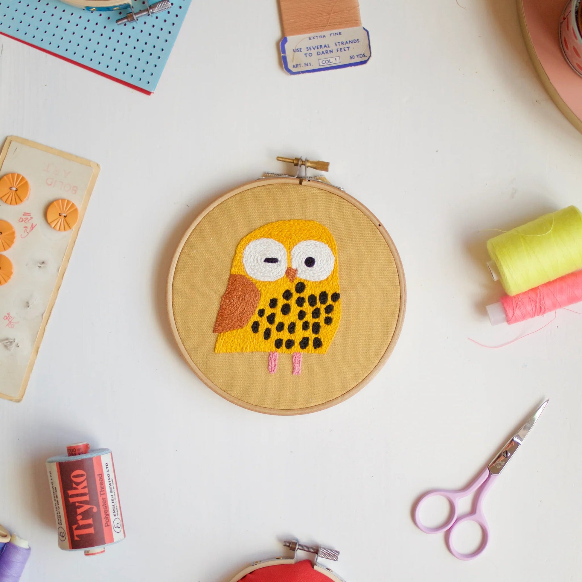 Owl Embroidery Hoop Kit - homesewn