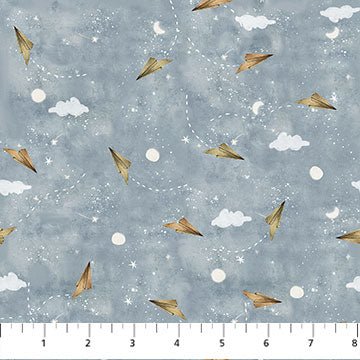 Paper Airplane - Blue - Figo Quilting Cotton - homesewn