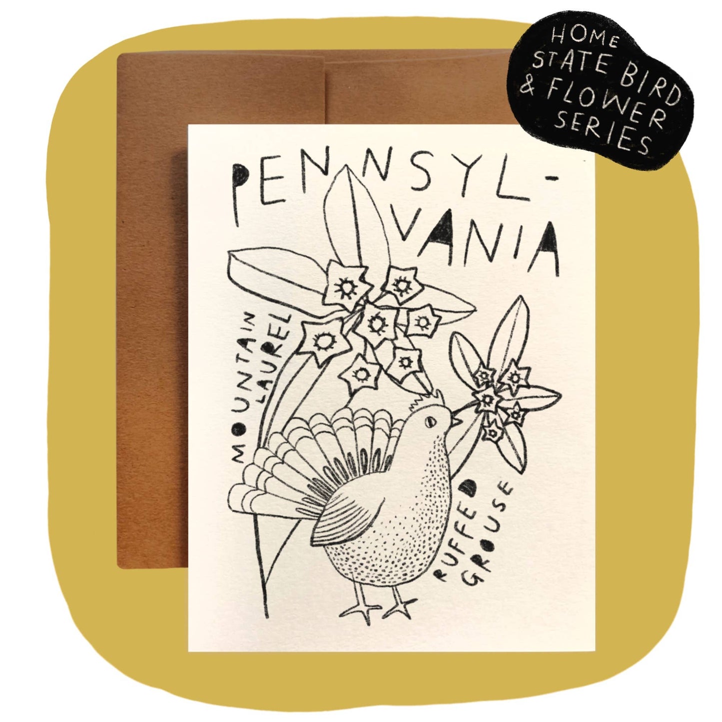 PENNSYLVANIA State Flower & Bird Greeting Card - homesewn