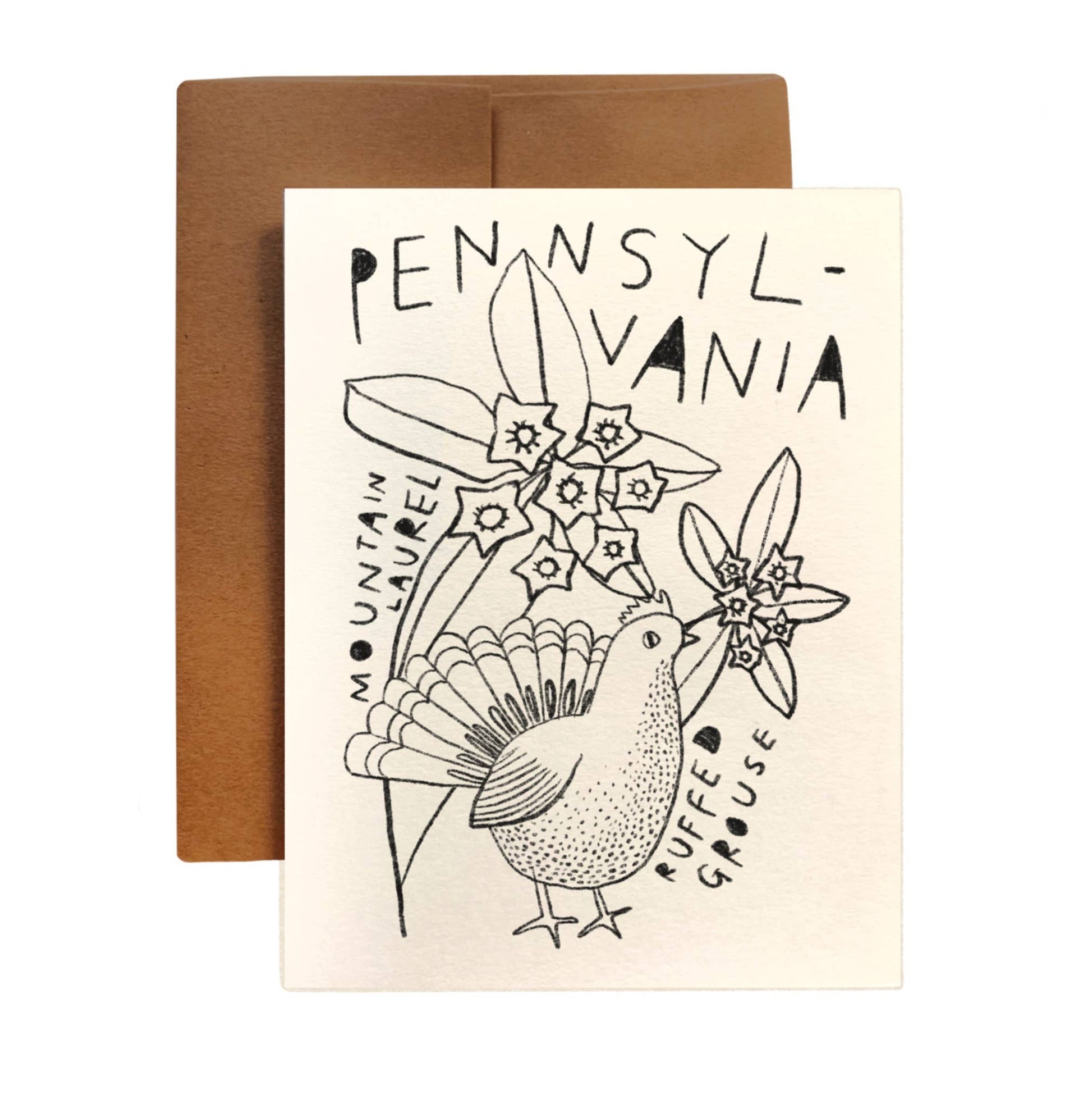 PENNSYLVANIA State Flower & Bird Greeting Card - homesewn