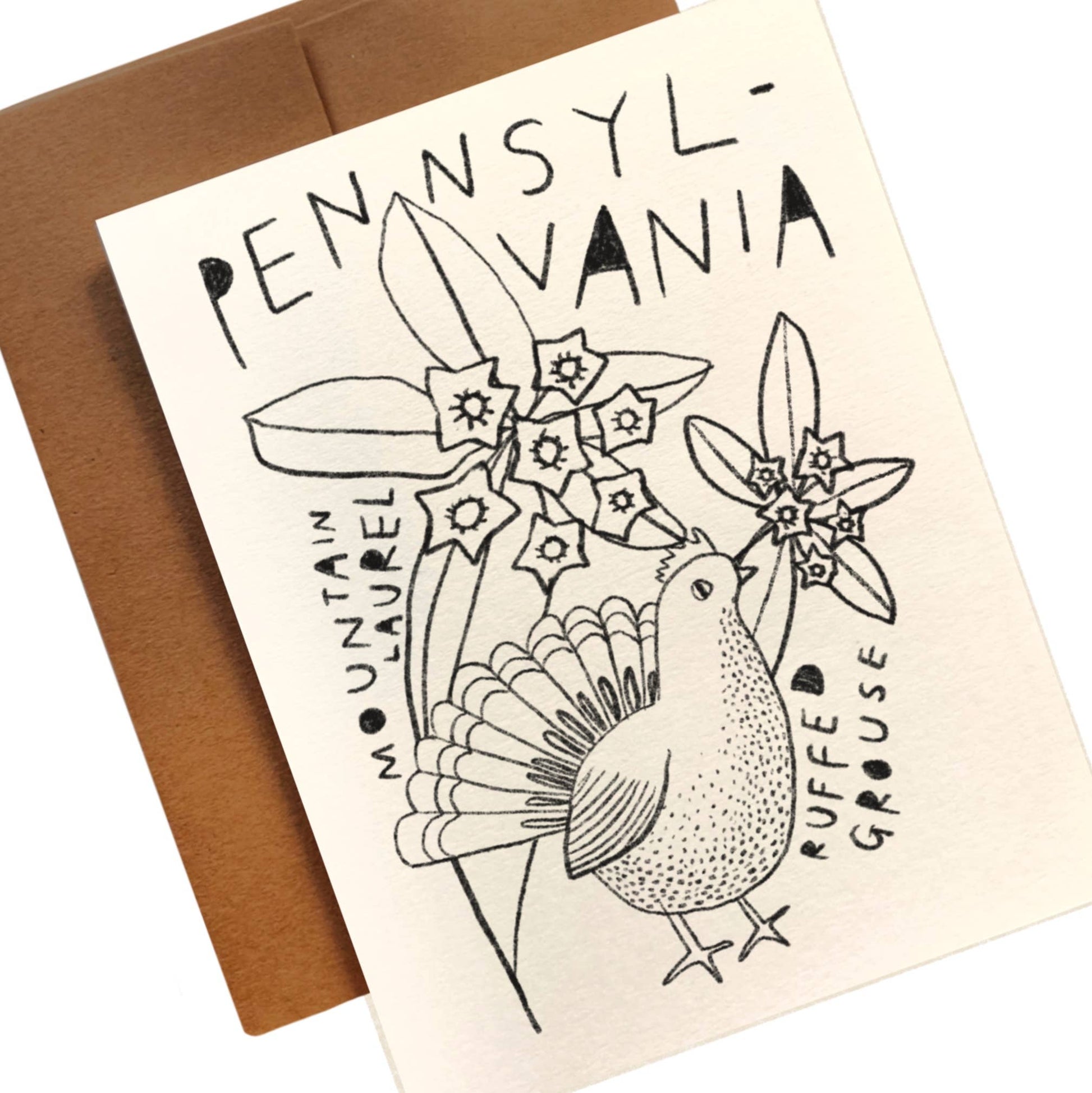 PENNSYLVANIA State Flower & Bird Greeting Card - homesewn