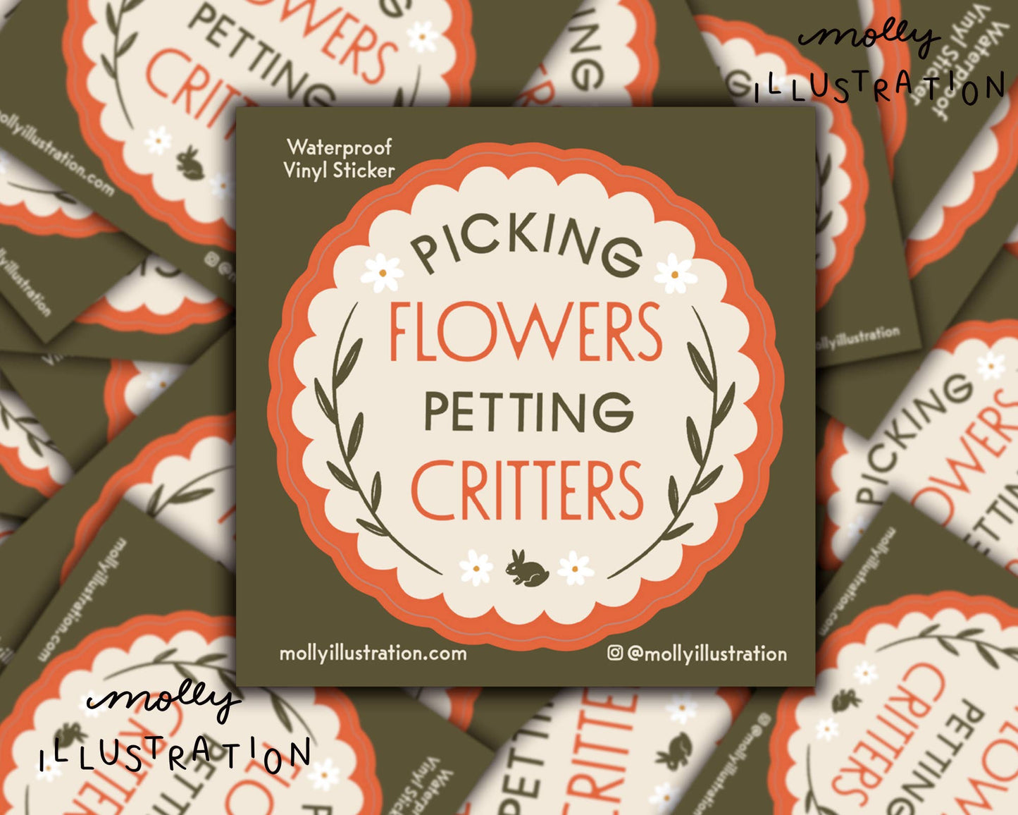 Picking Flowers Petting Critters Waterproof Vinyl Sticker - homesewn