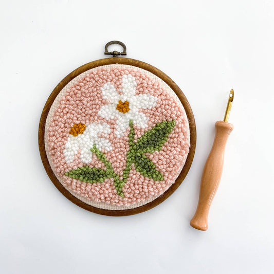 Pink Daisies Begin To Punch Needle Kit - homesewn