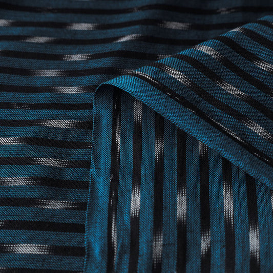 Pochampally Ikat Woven Prewashed Cotton Fabric - Blue Black - homesewn