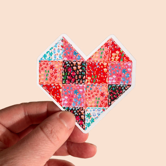 Quilt Heart Vinyl Stickers, Sewing Stickers, Quilt Stickers - homesewn