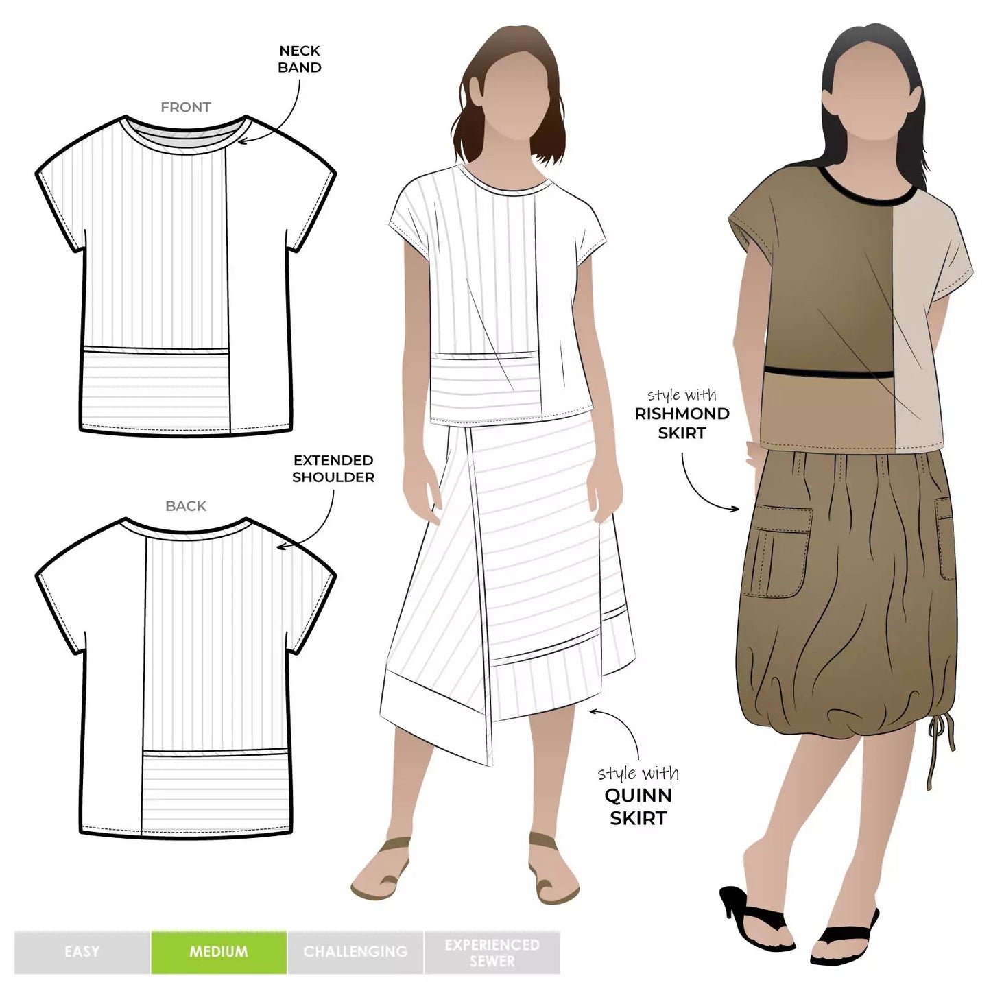 Quinn Woven Top - Paper Sewing Pattern - Style Arc - homesewn