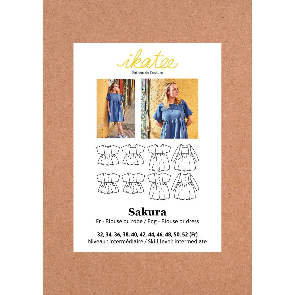 Sakura Woman Blouse/Dress - 32 - 52 - Ikatee Patterns - homesewn