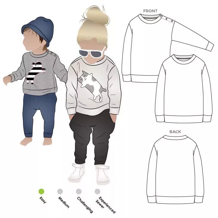 Sammi Sweatshirt Kids - Paper Sewing Pattern - Style Arc - homesewn