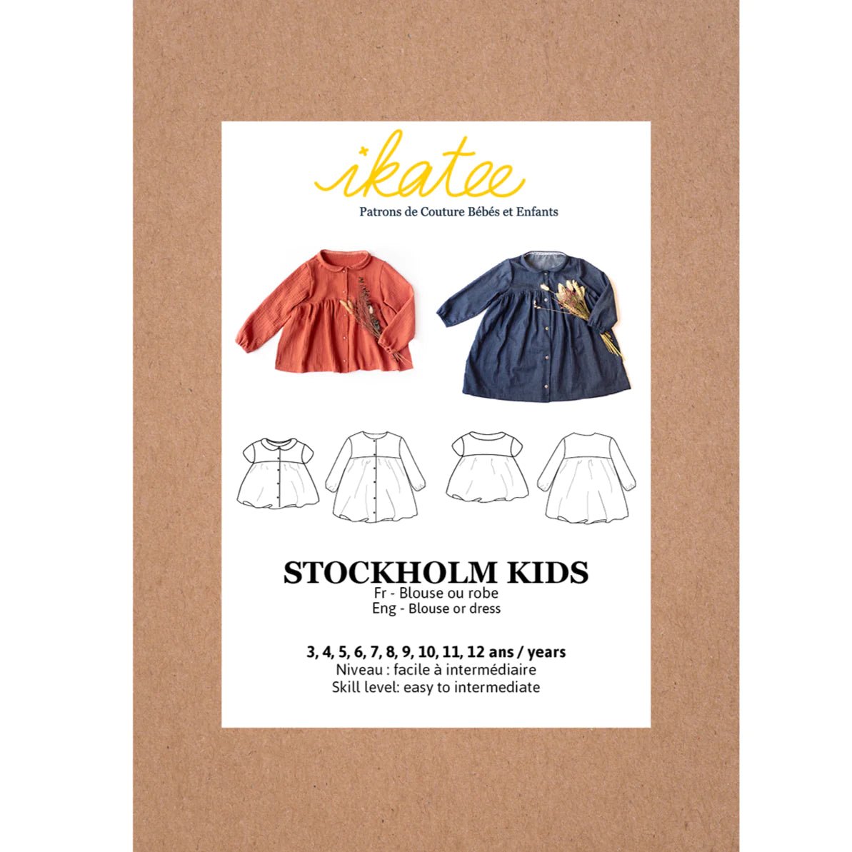 STOCKHOLM KIDS - Blouse & Dress - Girl 3 - 12Y - Paper Sewing Pattern - Ikatee Patterns - homesewn