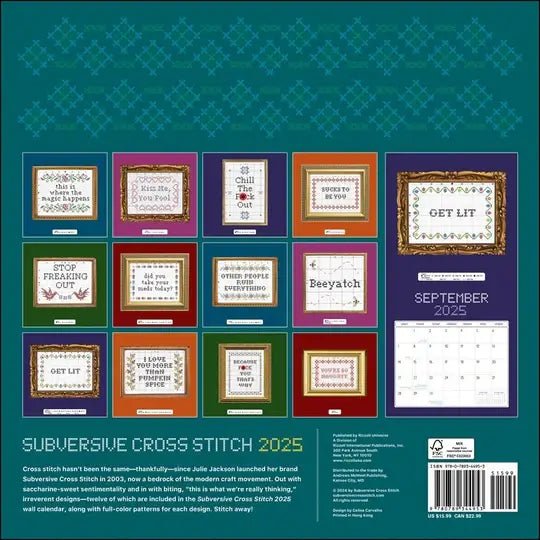 Subversive Cross Stitch 2025 Calendar with 12 patterns - homesewn