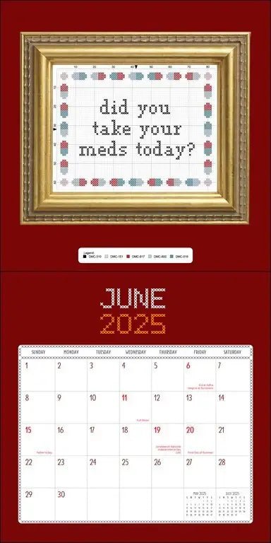 Subversive Cross Stitch 2025 Calendar with 12 patterns - homesewn