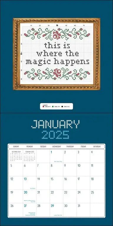 Subversive Cross Stitch 2025 Calendar with 12 patterns - homesewn