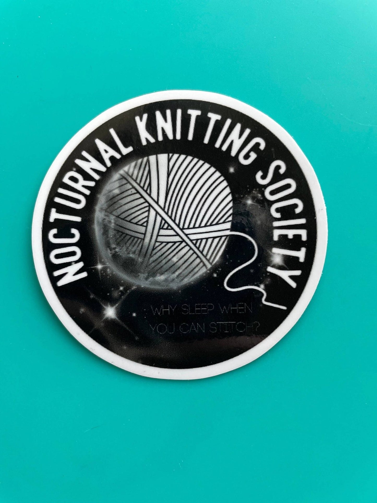 Vinyl Sticker - Nocturnal Knitting Society Moon Late Night - homesewn