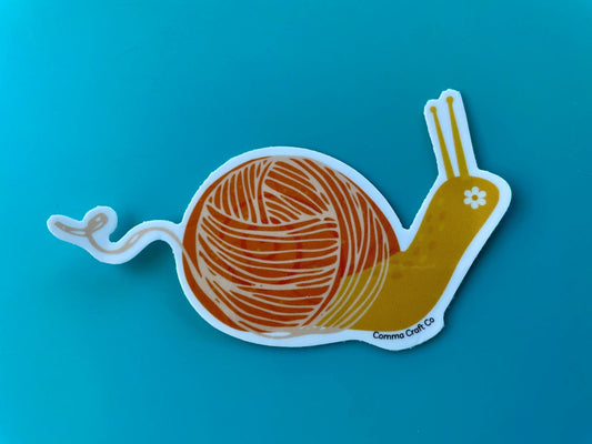 Vinyl Sticker - Yarn Snail Orange - Crochet Knitting - homesewn