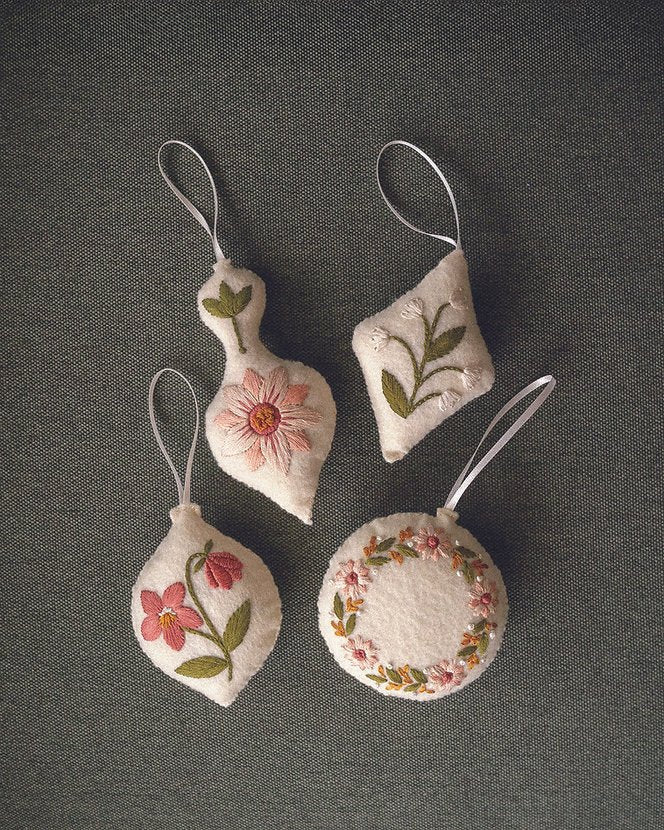 Winter Floral Ornaments Embroidery Kit - homesewn