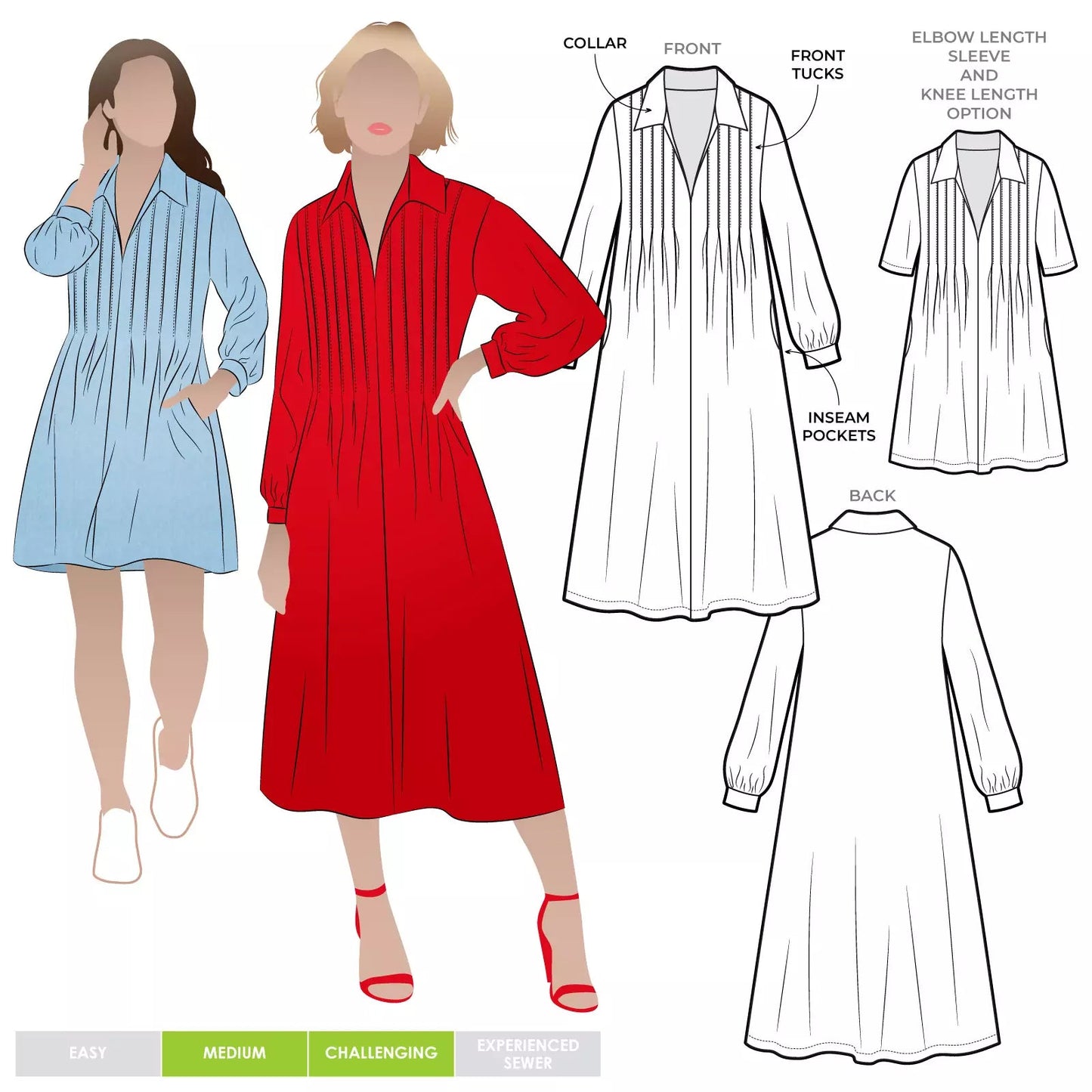 Xanthe Woven Dress - Paper Sewing Pattern - Style Arc - homesewn