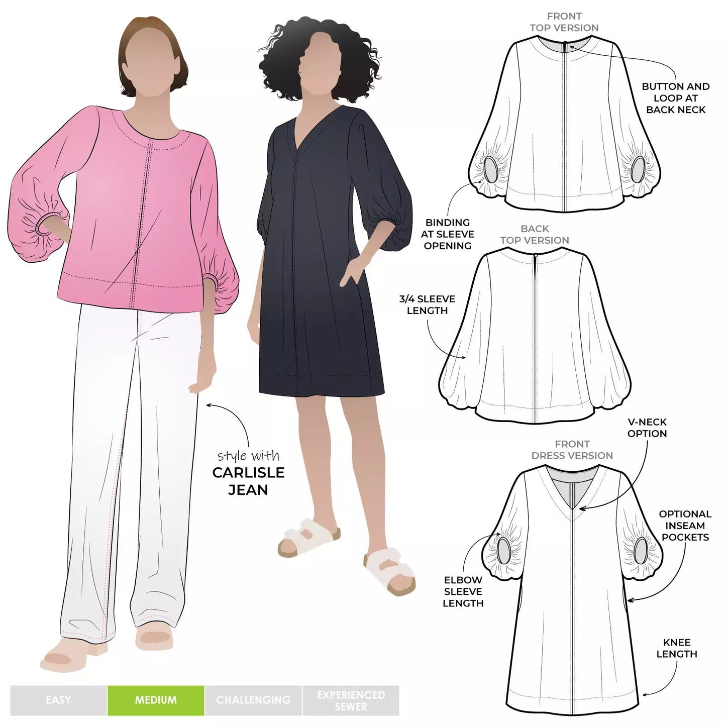 Zaila Shirt & Dress - Paper Sewing Pattern - Style Arc - homesewn