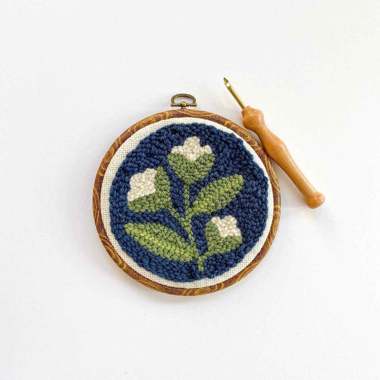 Blue Floral Begin To Punch Needle Kit - homesewn